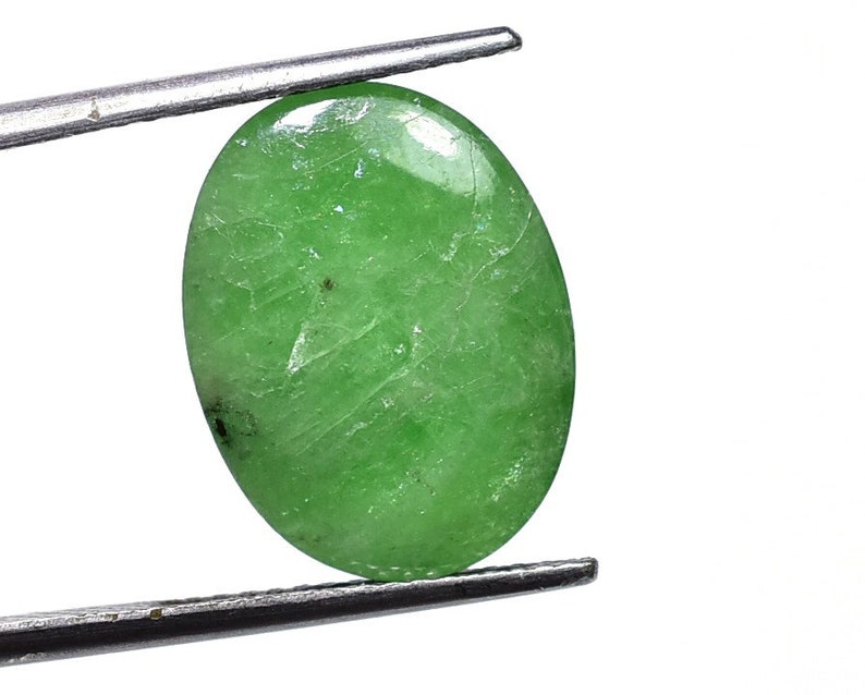 Rare Big Size Tsavorite Green Garnet Smooth Oval Cabochon Loose Gemstone 12x16x7mm 10.35 Cts 8997-99
