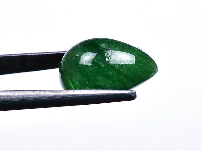 Rare Big Size Tsavorite Green Garnet Smooth Pear Cabochon Loose Gemstone 12x15x8mm 11.60 Cts 8926-28