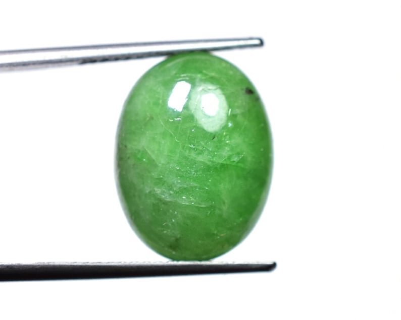 Rare Big Size Tsavorite Green Garnet Smooth Oval Cabochon Loose Gemstone 12x16x7mm 10.35 Cts 8997-99