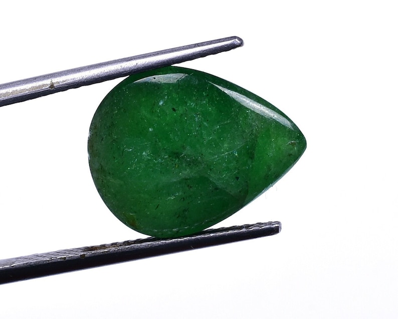 Rare Big Size Tsavorite Green Garnet Smooth Pear Cabochon Loose Gemstone 12x15x8mm 11.60 Cts 8926-28