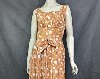 Stunning Original Vintage late 1940's early 1950's Day Dress by "Reybro Model" in Polka Dot Cotton Size Small 8 - 10