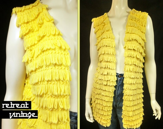 Vintage 1960s Fringed Waistcoat / Vest SIZE: S M 8