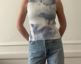 90’s hand-dyed knit mock neck in sky
