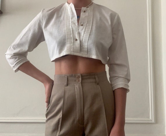 70's austrian cropped peasant blouse