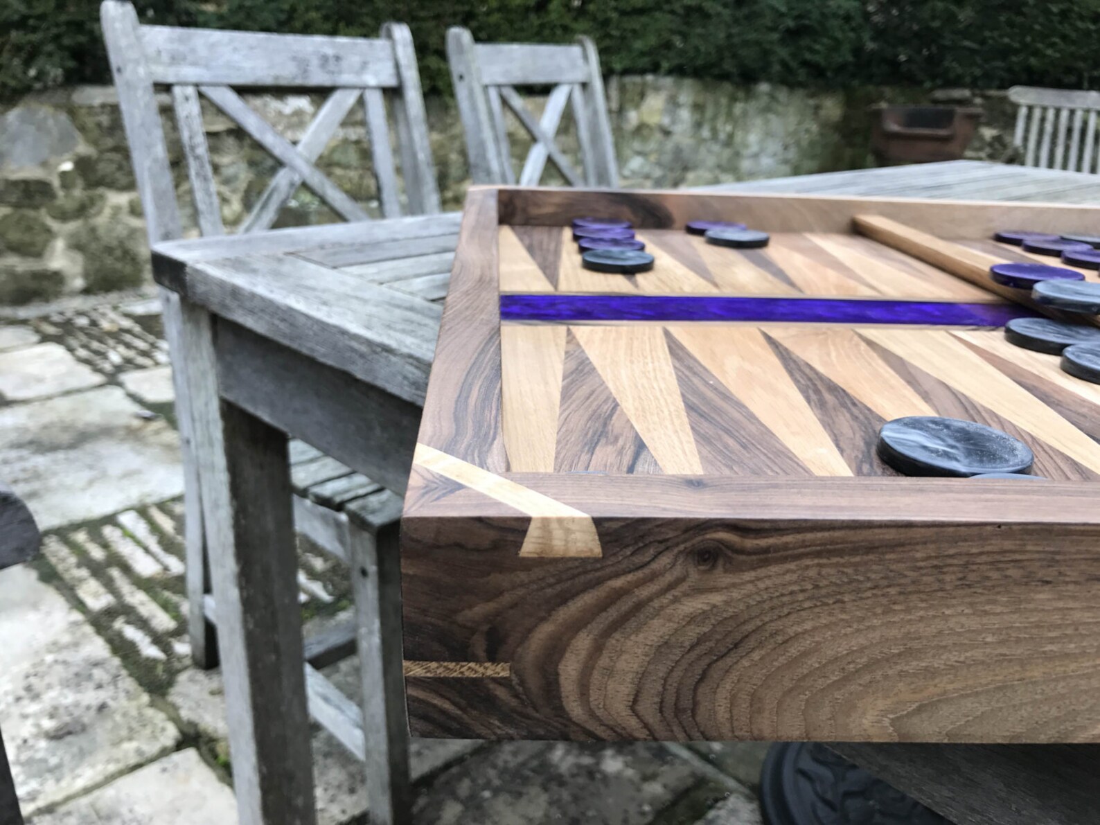 Backgammon Board Handmade Walnut & Reclaimedoak and Epoxy Etsy UK