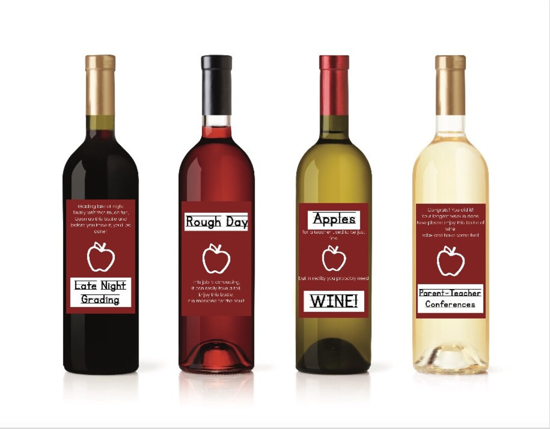 Printable Teacher Wine Labels - Etsy