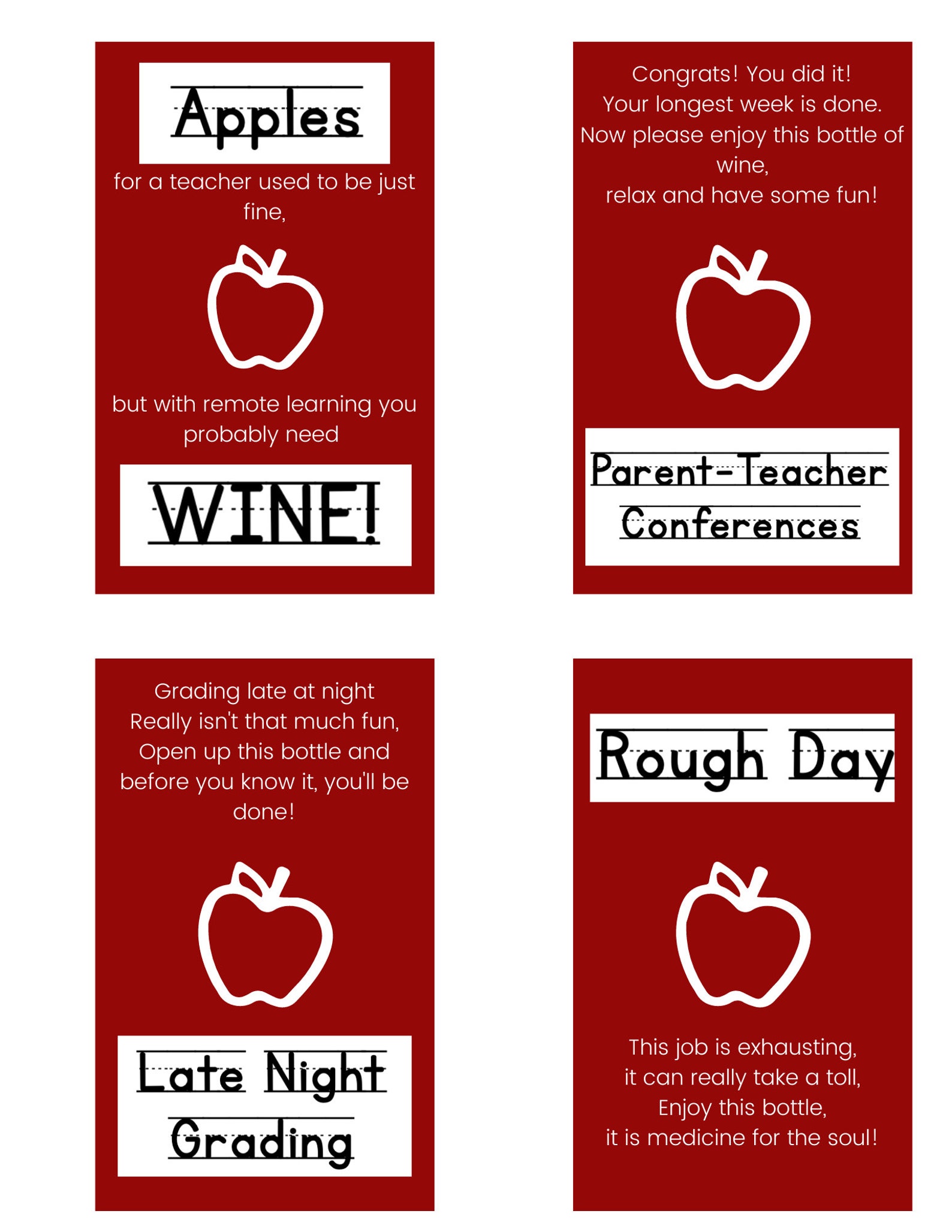 Printable Teacher Wine Labels Etsy