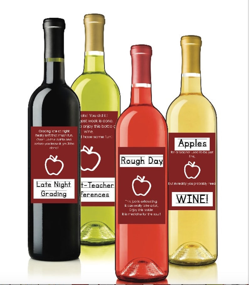 Printable Teacher Wine Labels Etsy