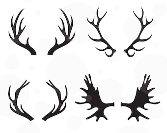 Antlers SVG, Set of 4 vectors, Cut File for Silhouette and Cricut machines, instant download, hunting svg, studio files, deer antlers