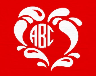 Valentines Day Wedding Love Heart Monogram Frames SVG cut files. Svg Dxf Eps Studio digital cut file for Silhouette or Cricut.