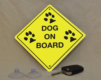 METAL Car Window Sign. Dog on Board. Car Accessory. Drivers Gift. Pet Owner Gift