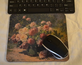 MOUSE PAD Floral Print, Pink Flowers Floral Patttern, Mousemat, Desk Decor, PC Accessory, Graduation Gift, Office Gift, Birthday Gift