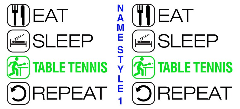 EAT SLEEP Table Tennis Repeat Sublimation Printed Mug. Birthday Gift Add a Name or Message and Text Style to create a special gift image 2