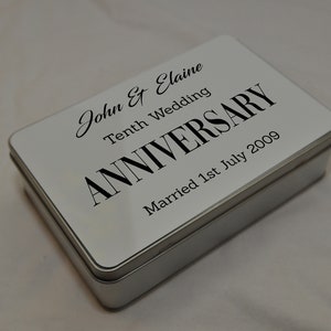 PERSONALISED 10th Wedding Anniversary Storage Tin. Personalise With Your Choice Of Names and Date. Anniversary Gift. AT-2 +MDRN+