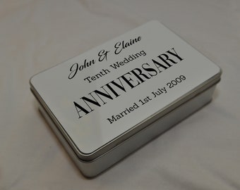 PERSONALISED 10th Wedding Anniversary Storage Tin. Personalise With Your Choice Of Names and Date. Anniversary Gift. AT-2 +MDRN+