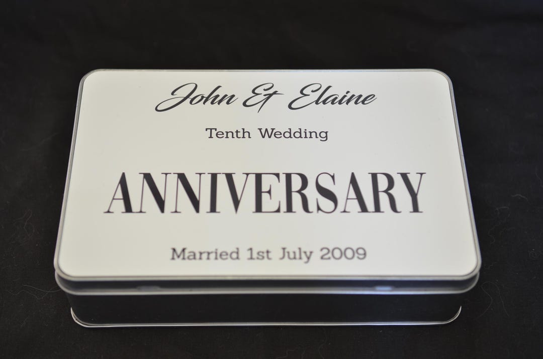 PERSONALISED 10th Wedding Anniversary Storage Tin. Personalise With ...