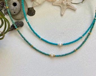 Tiny pearl choker, Seed bead choker necklace, Beachy beaded choker, Choose your color, Layering choker necklace