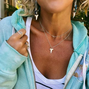 Genuine Shark tooth necklace, White Shark Tooth on Sterling Silver or 14K Gold Filled chain, Layering Necklace