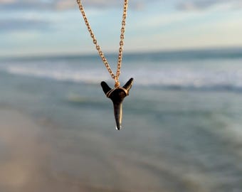 Fossilized shark tooth necklace, Black shark tooth necklace, Genuine shark tooth necklace, Shark teeth necklace