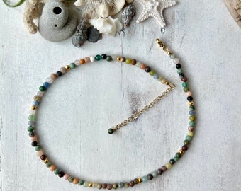 Gemstone mix beaded choker, Boho choker necklace