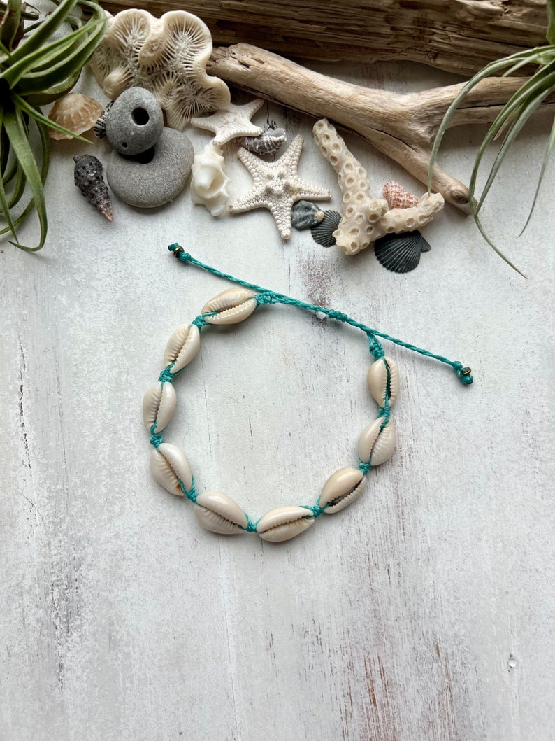 Cowrie Shell Anklet: Waxed Cord Beach Jewelry - Etsy