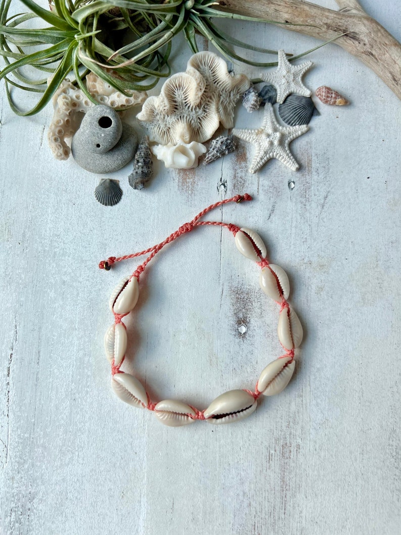 Cowrie Shell Anklet: Waxed Cord Beach Jewelry - Etsy