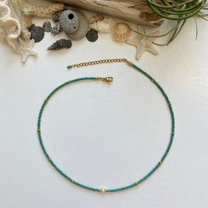 Tiny pearl choker, Seed bead choker necklace, Beachy beaded choker, Choose your color, Layering choker necklace image 6