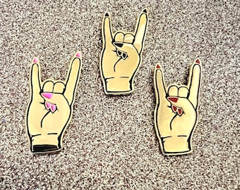 Devil Horns Gold Enamel Pin