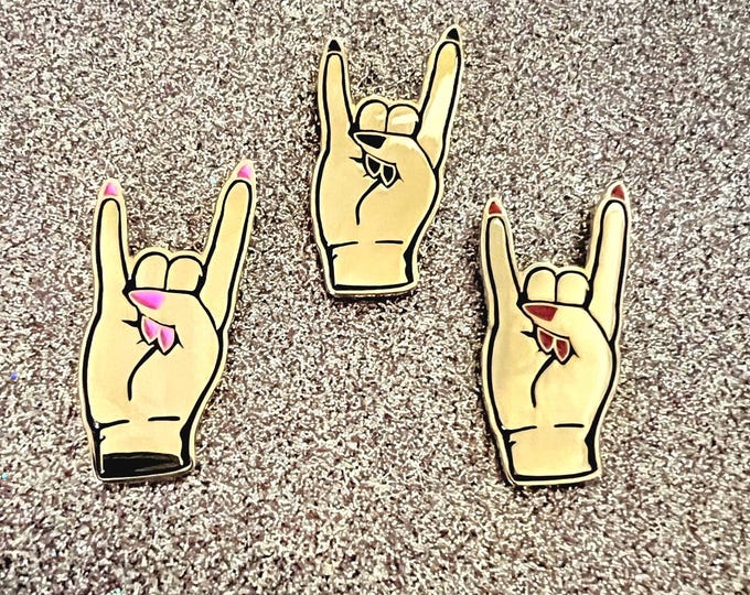 Devil Horns Gold Enamel Pin