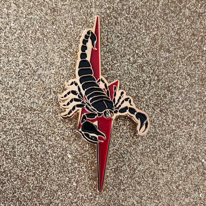 Scorpion Pin W/ Solid Red Lightning Bolt Etsy