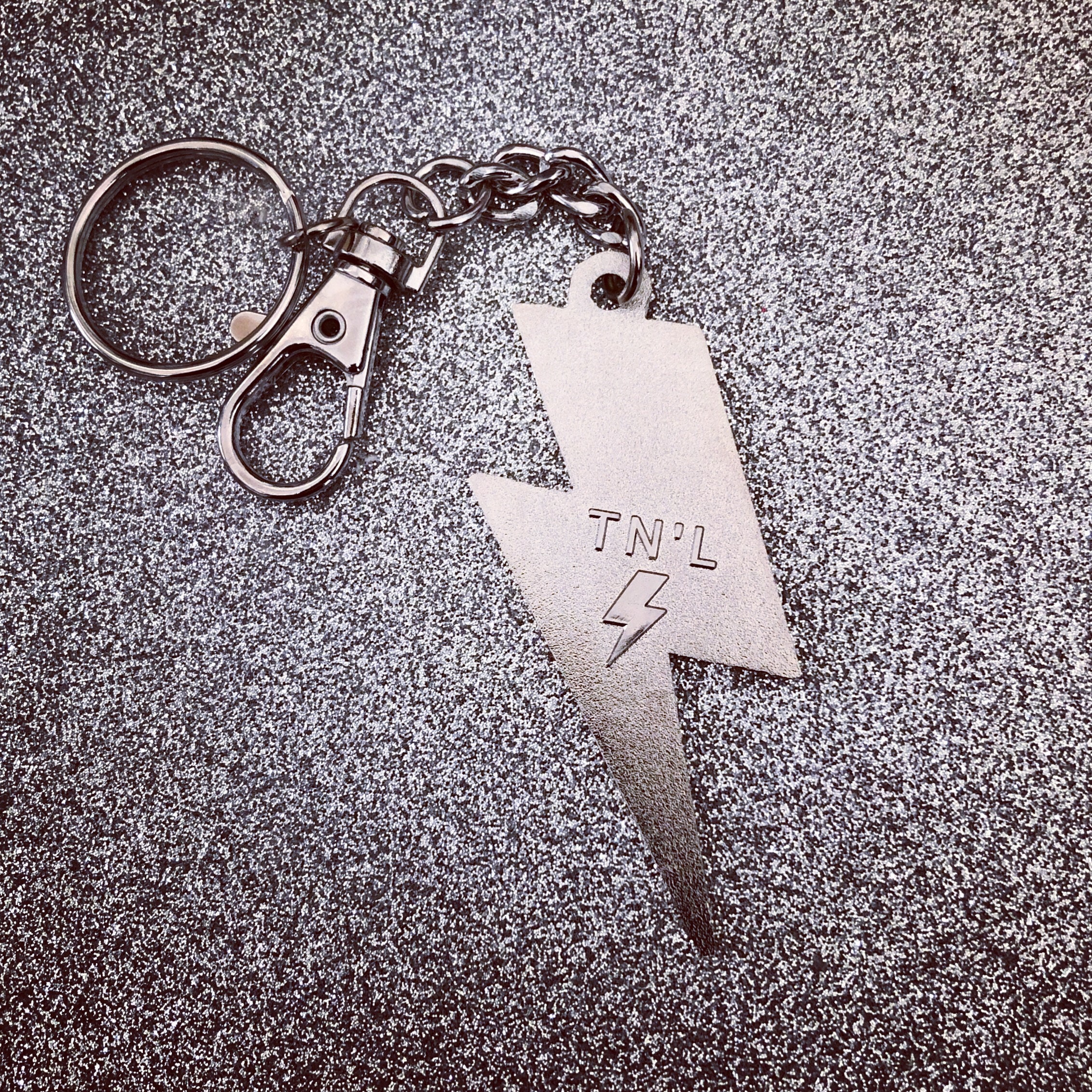 Lightning Bolt Keychain Solid Red & Silver Etsy