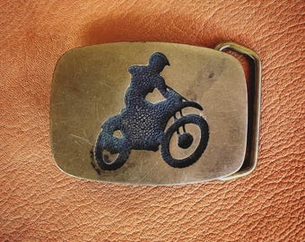 Vintage 70s Belt Buckle - Dirt Biker