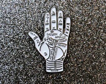 Palmistry Pin - White & Gunmetal