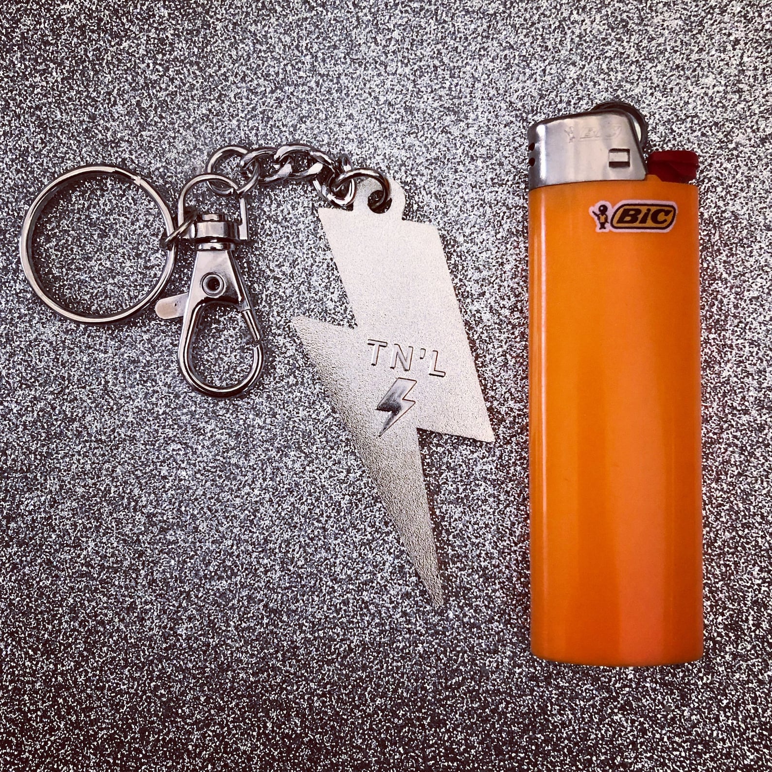 Lightning Bolt Keychain Solid Black & Silver Etsy