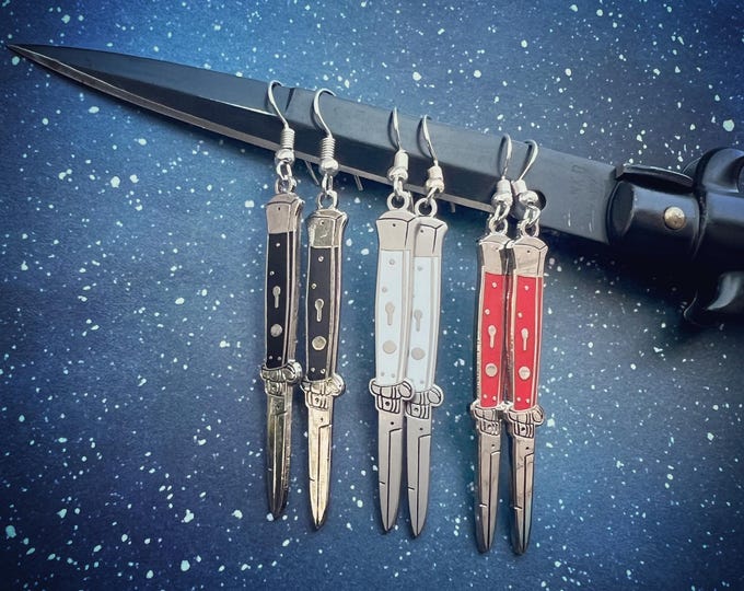 Silver Switchblade Earrings