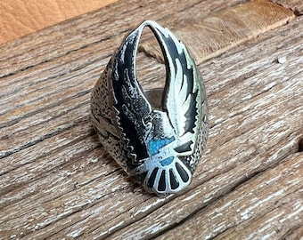Vintage G&S Harley Eagle Inlay Ring