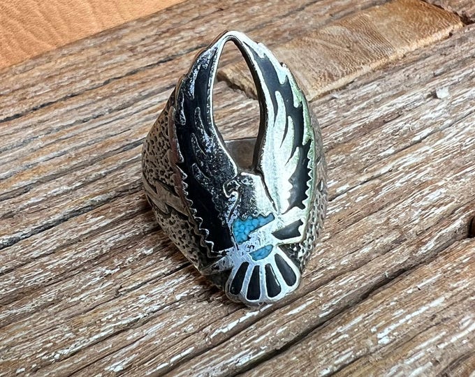 Vintage G&S Harley Eagle Inlay Ring