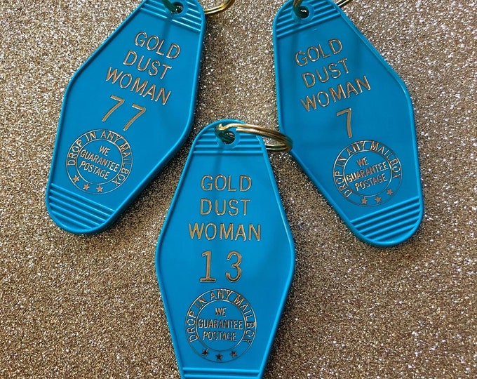 Gold Dust Woman Vintage Hotel Keychain - Turquoise