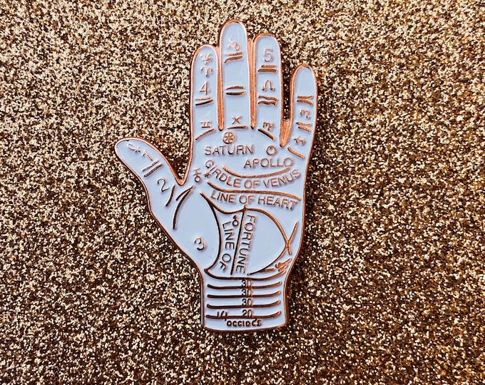 Palmistry Pin - Rose Gold & White
