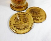 Set of 4 Grilling Coasters - Grill Lover Home Decor - 4 Unique BBQ Designs - High EndWooden Laser Engraved, Stained 3.5 Coaster