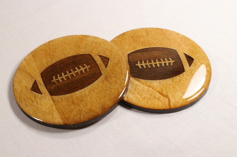 FOOTBALL Coaster Set Hand Made 3.5 Wooden Coasters Etsy