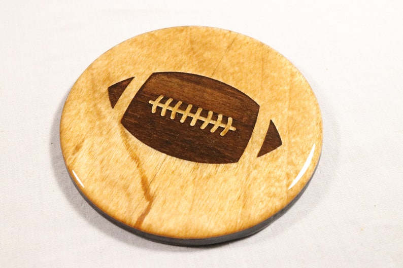 FOOTBALL Coaster Set Hand Made 3.5 Wooden Coasters Etsy
