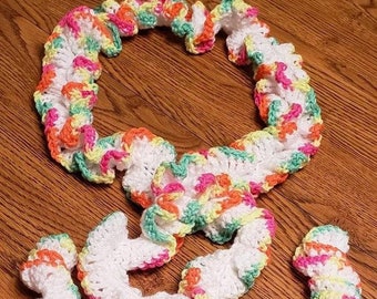 Witte veelkleurige sjaal met ruches