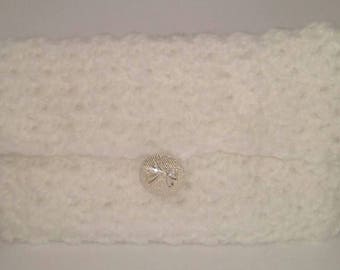 White Lined Crochet Clutch Purse