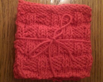 Set van 4 gebreide rode onderzetters