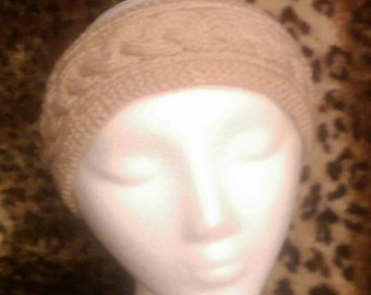 Beige gekabelde brei hoofdband
