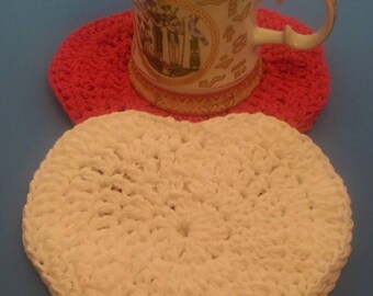 Haak rood en wit coasters set van 4