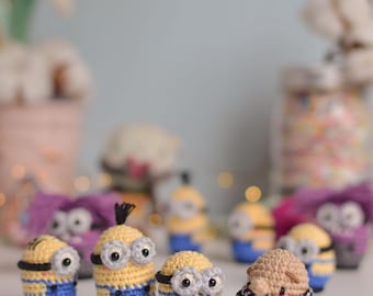 Bundle de 5 mini patrones amigurumi en ESPAÑOL/INGLÉS para hacer un mini Stuart o Mel, Bob, Kevin, Kevin Malvado y GruI| Mini Mini0n