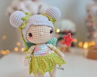 Patrón Español/INGLÉS para tejer a Pétalo el hada de las flores amigurumi |muñeca amigurumi | hada amigurumi| patrón apto para principiantes