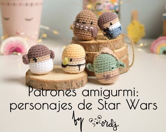 Spanskt/engelskt mönster för att göra mini Star Wars-figurer, mini Star Wars, PDF-mönster, mini-mönstersamling, virkmönster